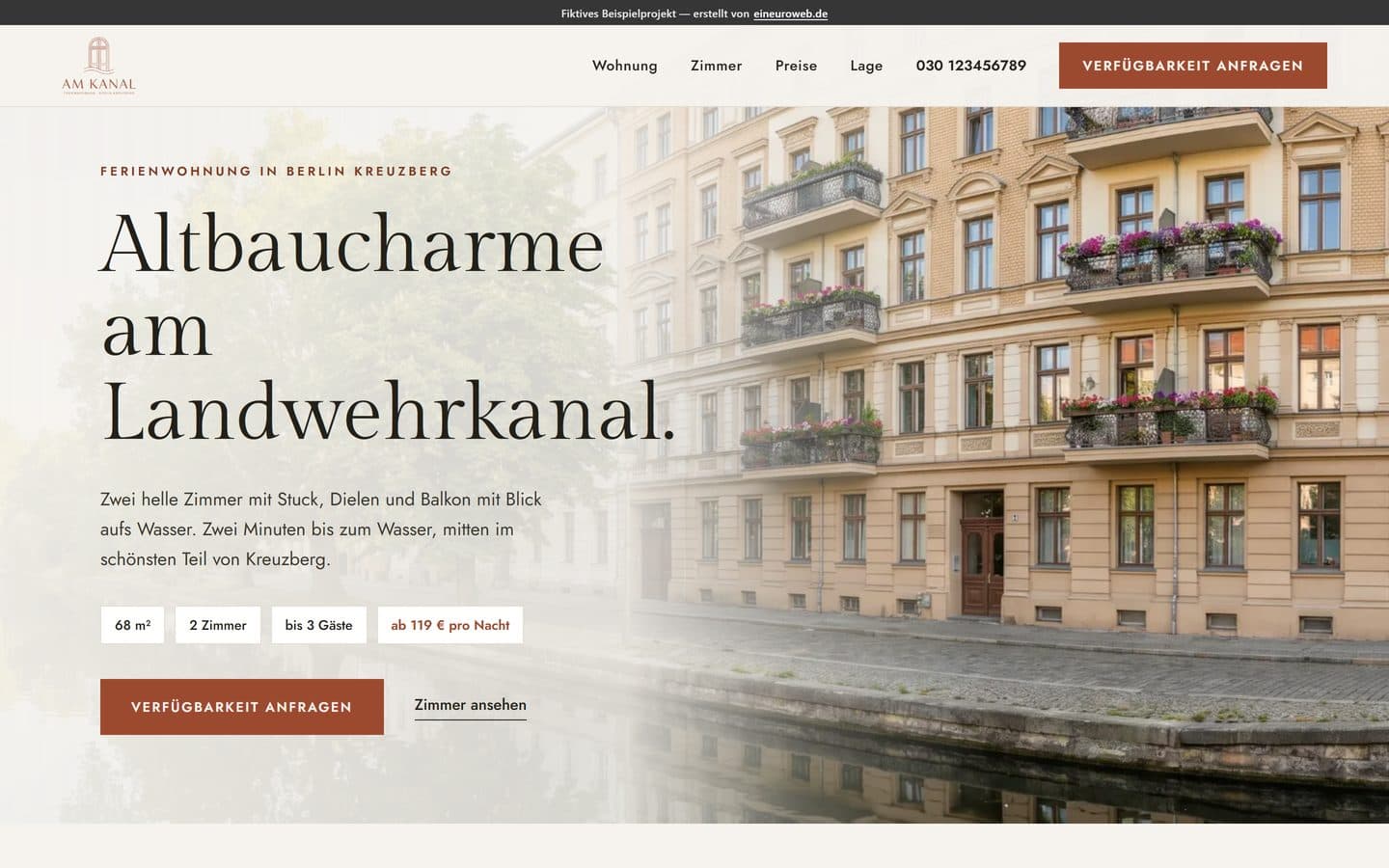 Beispiel-Website: Ferienwohnung Am Kanal