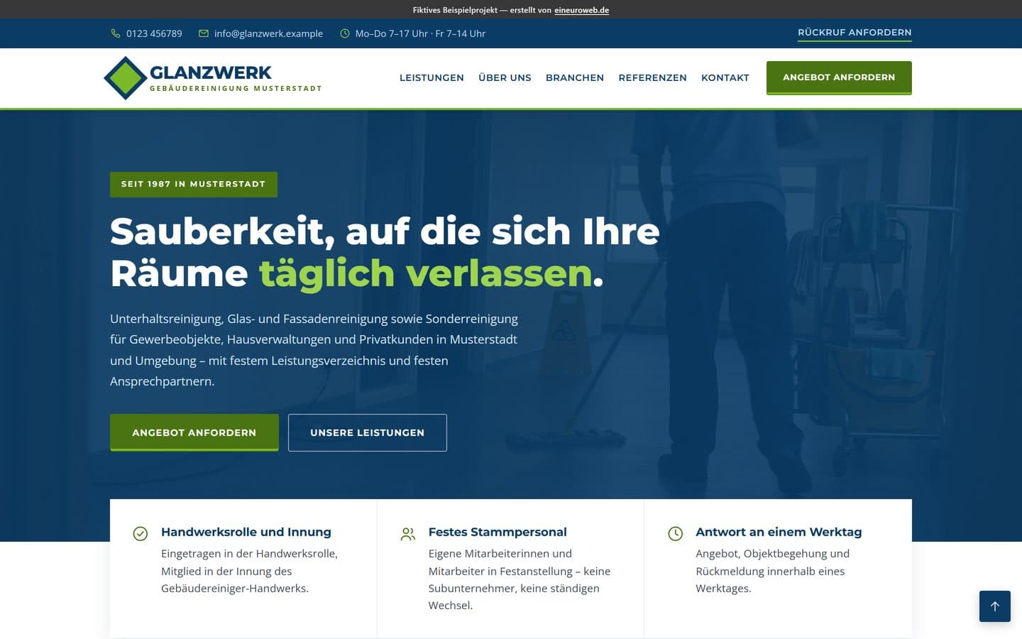 Startseite von Glanzwerk Gebäudereinigung