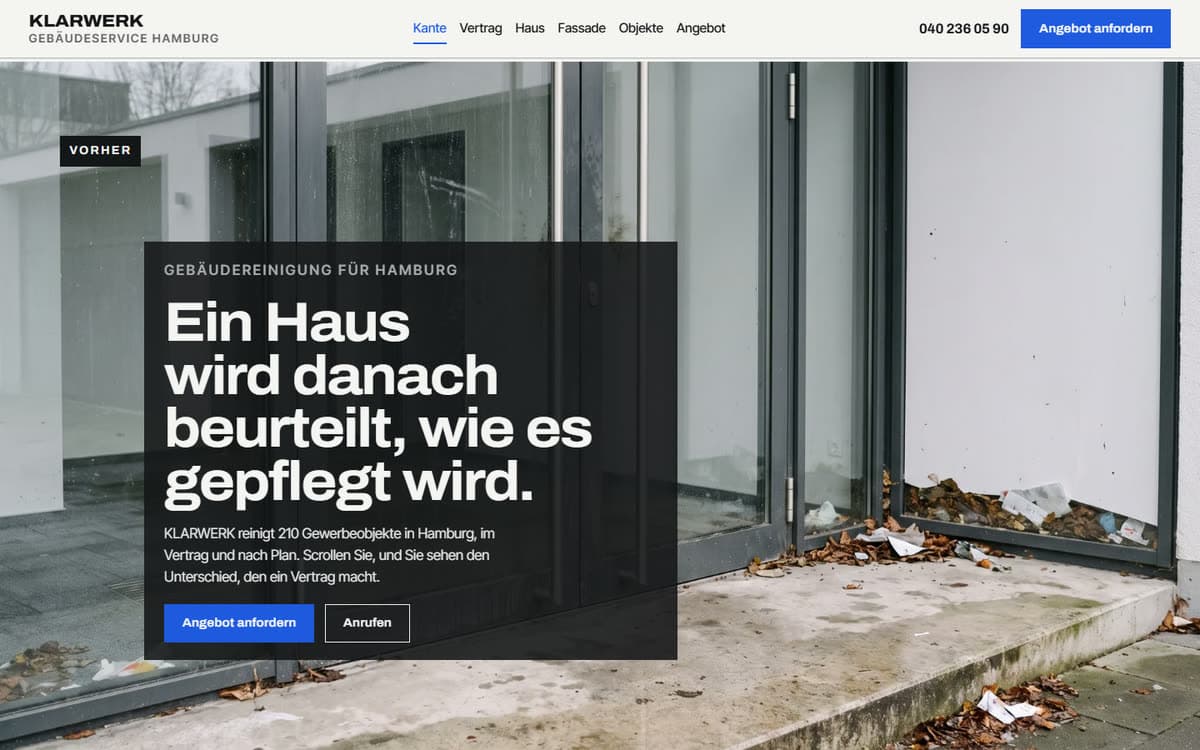 Startseite von KLARWERK Gebäudeservice