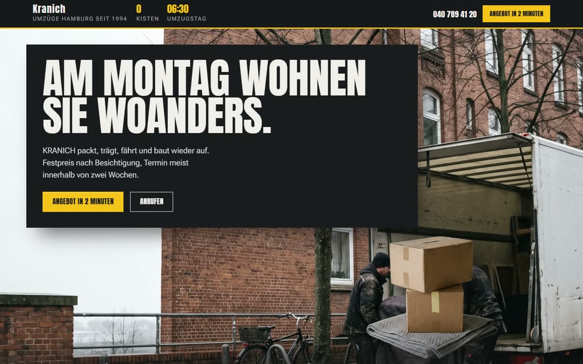 Startseite von KRANICH Umzüge
