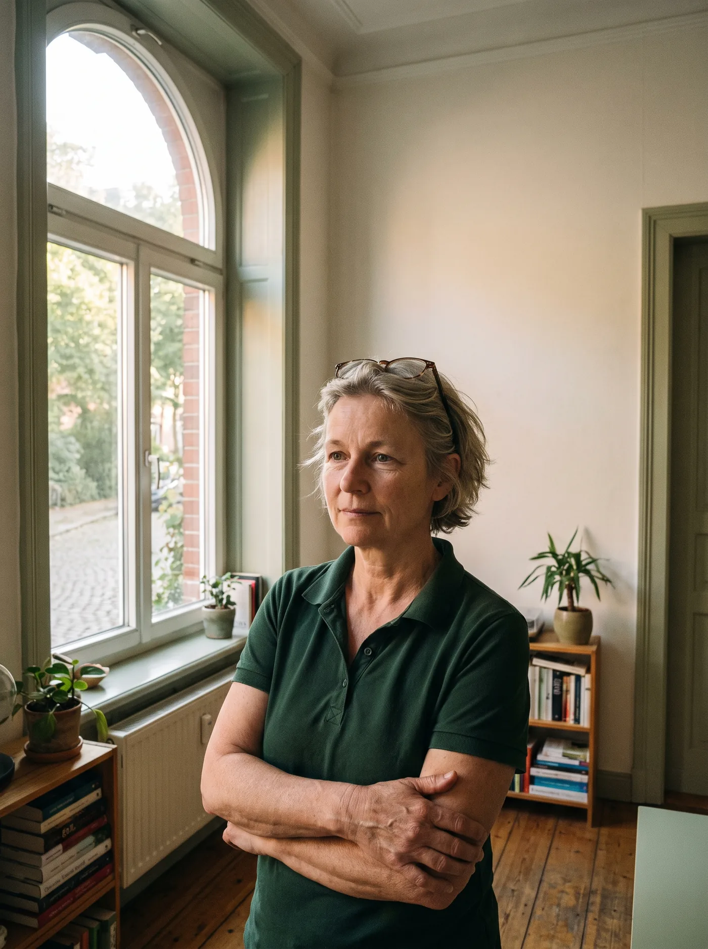 Katrin Holm, Pflegedienstleitung, in der Osterstraße vor dem Büro.