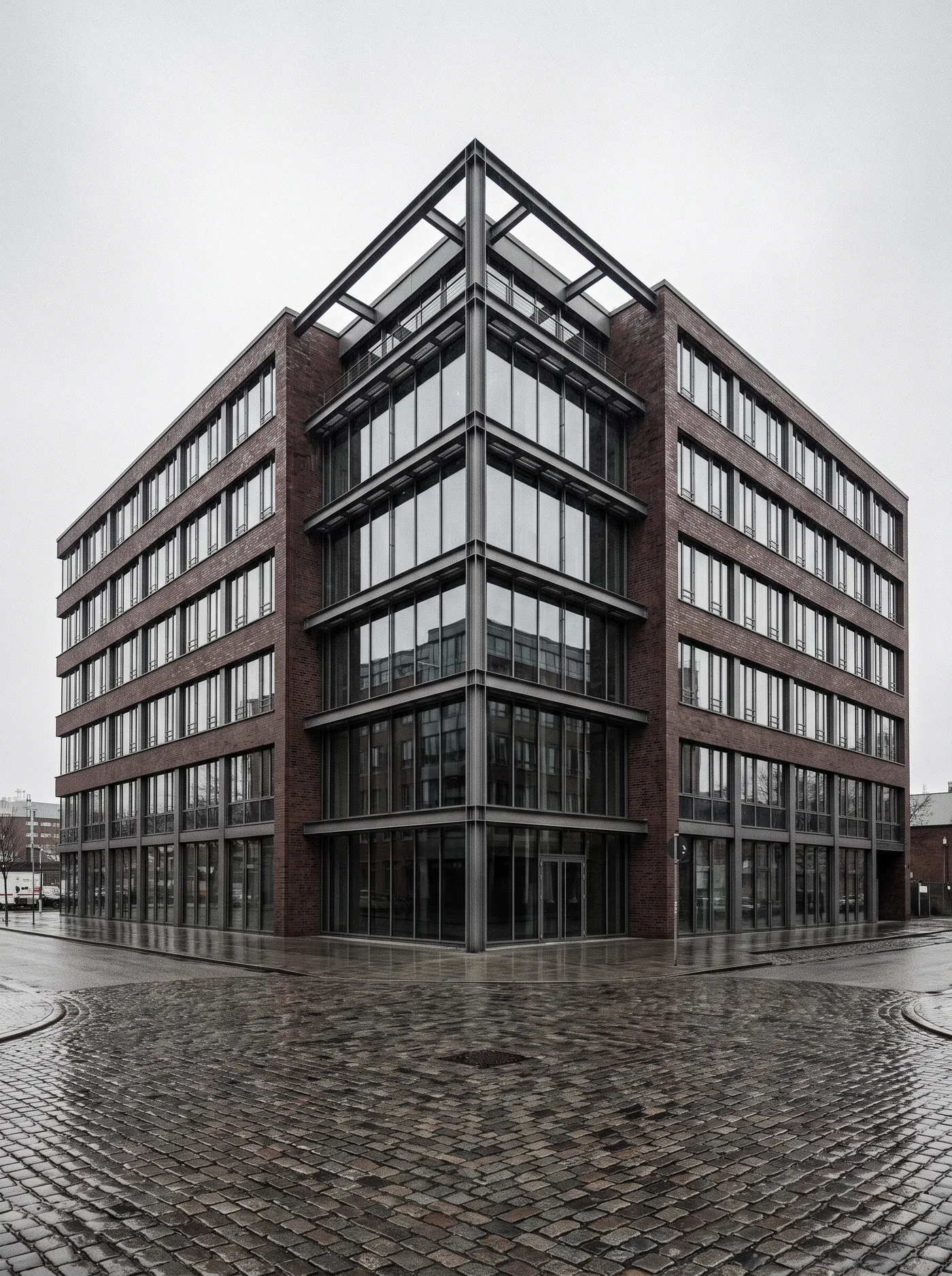 Sechsgeschossiges Bürohaus aus Klinker und Glas in Hamburg-Hammerbrook.